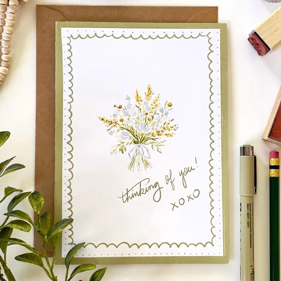 Thinking of You Card | Watercolor Floral 5x7 Card - Etsy