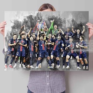PSG Champions League Poster, Paris Saint Germain Canvas Print, art print, wall art, man cave, gift