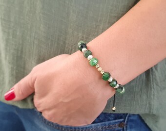 Ruby Zoisite & Pearl Bracelet: 14k Gold Beaded Macrame, Adjustable