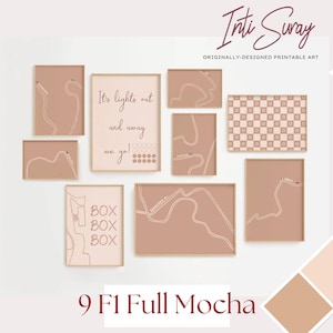 9 F1 Full Mocha Art print | Aesthetic Wall art | Printable poster | Wall decor | Minimalist Boho prints | Digital download decor | Set of 9