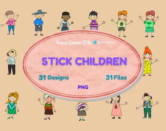 Illustraties voor kinderen | Stickfiguren grafisch | Digitale download