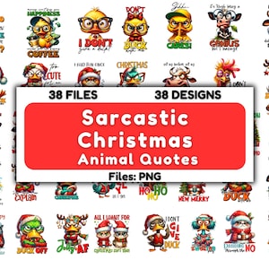Paquete PNG de animales divertidos, pato gruñón sarcástico para Navidad, gato gruñón, gato divertido de Navidad, amante de los gatos para Navidad, citas sarcásticas de animales