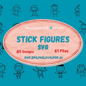 Happy Kids Clipart Set | Black and White Stick Figure Children | Digital Download