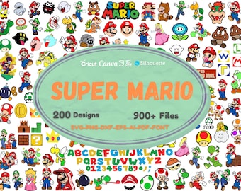 Super Mario SVG Bundle: Family, Alphabet Cut Files (Instant Download)