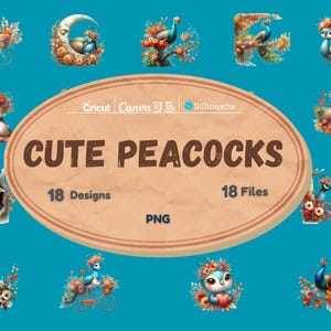 かわいい孔雀のクリップアート PNG | 気まぐれな孔雀のクリップアート | すぐにダウンロード