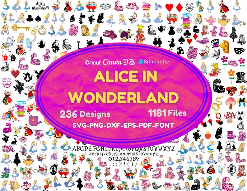 Alice in Wonderland SVG Bundle: Clipart, Quotes (digital Download) - Etsy