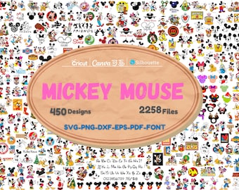 Paquete SVG de Mickey Mouse: Imágenes prediseñadas de Navidad y San Valentín (archivos de corte)
