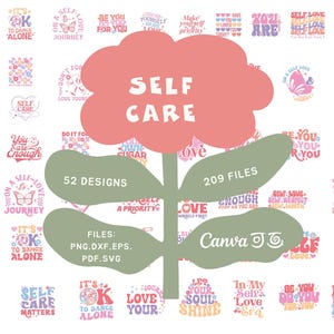 52 Designs Self Care svg png dxf eps pdf Quotes Bundle | Motivational Inspirational Quotes SVG | Romantic SVG Quotes | Positive Quotes