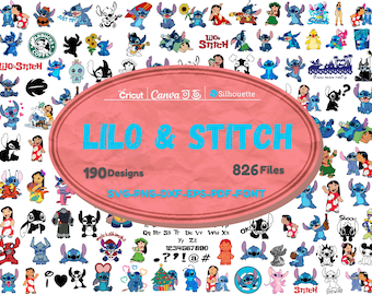 Lot SVG Lilo & Stitch : dessins d'anniversaire, fichiers de coupe Cricut (téléchargement instantané)