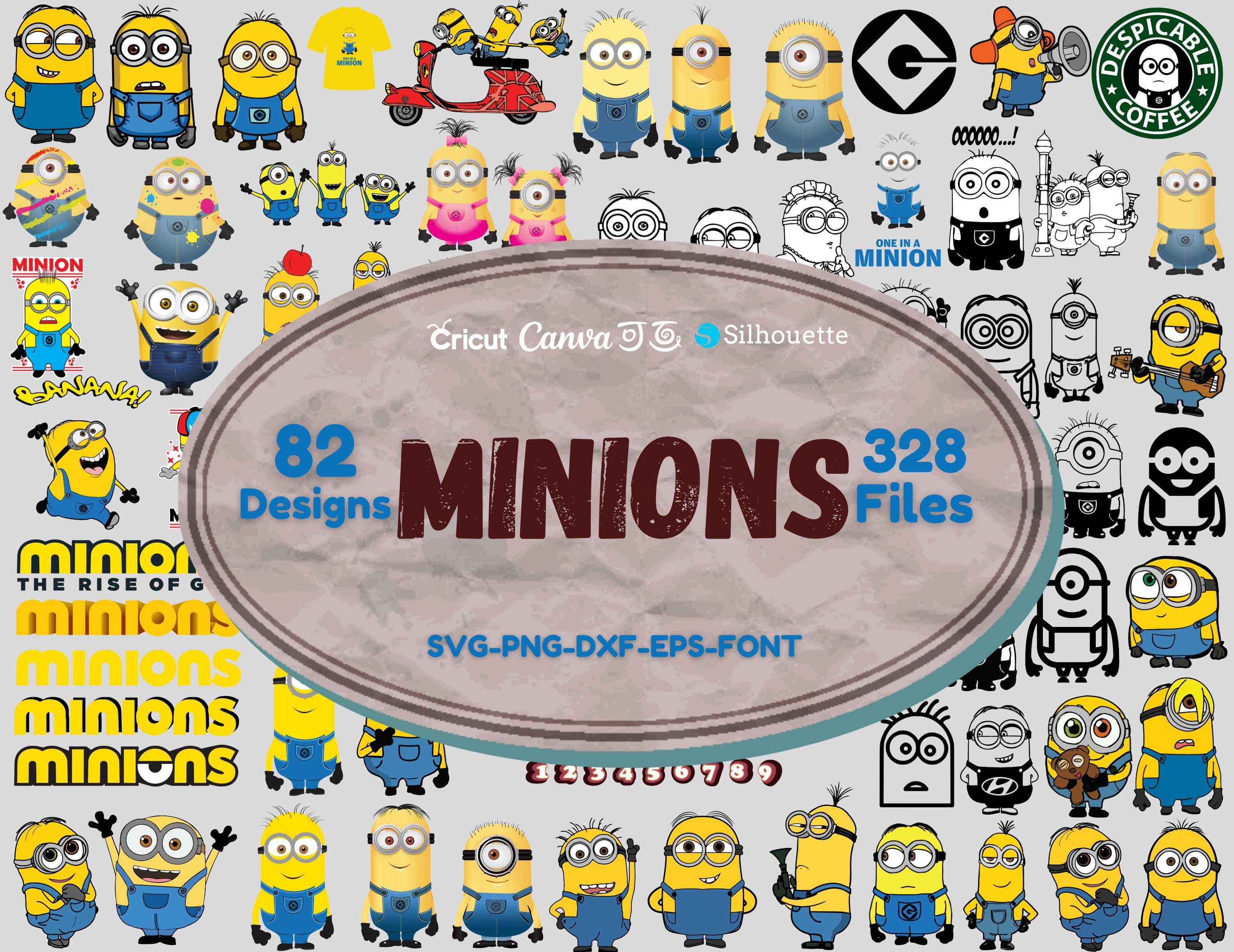 Mega Minions SVG Bundle | Minions png & Clipart | Despicable Me svg | Layered Minions Faces | Digital Download for Cricut and Silhouette