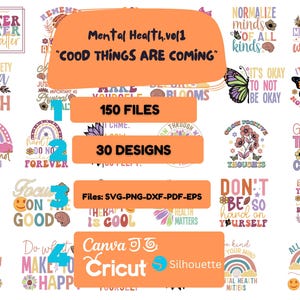 Ensemble SVG Santé mentale | SVG inspirant | Svg positif | Svg motivant | Espoir SVG | Sensibilisation à la santé mentale | Fichiers de découpe pour Cricut