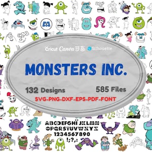 Monsters Inc Clipart Bundle / Monsters Inc png e svg / Lettere dell'alfabeto / Disegni per compleanni e magliette / Download immediato