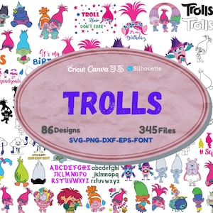 Trolls SVG Bundle: Birthday Party Clipart (Instant Download)