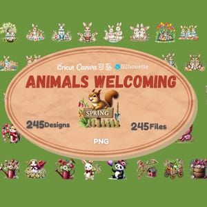 Clipart animaux aquarelle | Adorables bébés animaux dans des couronnes florales | PNG animal printanier | Téléchargement instantané