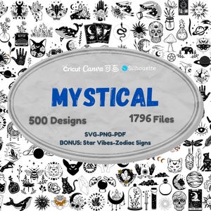 Mystisches SVG-Bundle | Witchy und Magic Designs | Mond & Mystische Katze SVG