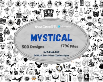 Mystical SVG Bundle | Witchy and Magic Designs | Moon & Mystic Cat SVG
