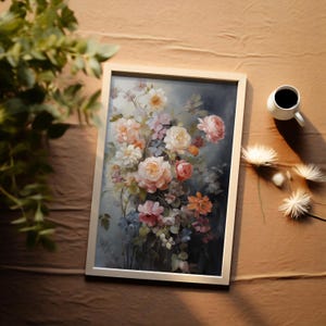Floral Canvas Wall Art, Flowers Boho Canvas Print, Wildflowers Wall Decor, Framed Large Wall Art Print, Minimalist Floral