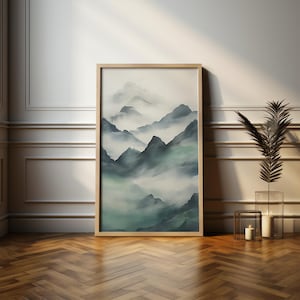 Forest Mountain Canvas Wall Art, Landscape Wall Art Decor, Vintage Wall Decor, Large Wall Art Print, Mountain Forest Wall Art Canvas