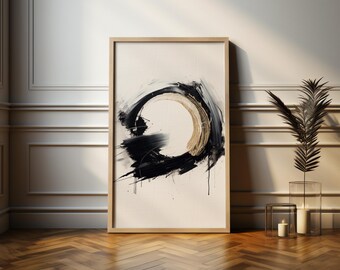 Large Black Gold Abstract Painting on Canvas Large Brown Black Abstract Wall Art Beige Wabi Sabi Textured Painting Neutral Wall Decor Gift