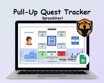 Monitor de actividad física. Monitor de dominadas: Búsqueda de hábitos y habilidades - Hojas de cálculo de Google (Descarga digital)