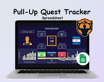 Monitor de actividad física. Monitor de dominadas: Búsqueda de hábitos y habilidades - Hojas de cálculo de Google (Descarga digital)