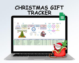 Planificador de regalos navideños. Planificador de regalos de Navidad y presupuesto para las fiestas. Organizador de regalos. Hoja de cálculo para planificar regalos.