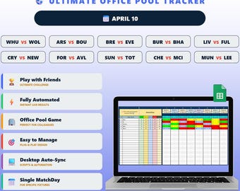 Desafío del día del partido: Juego automatizado de predicción de fútbol, quiniela de Google Sheets, panel de control para un solo evento.