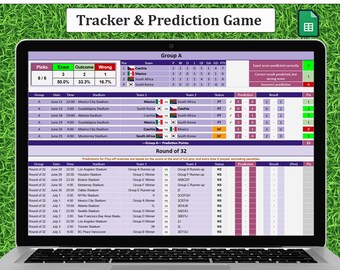 Mondial de football 2026 |  Jeu de pronostics | Traqueur | Modèle automatisé de football Google Sheets (téléchargement numérique)