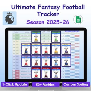 Ultimate Fantasy Football Tracker 2025-26 | Google Sheets Planner Dashboard for Player Stats, Fixture Difficulty, Squad & Schedule