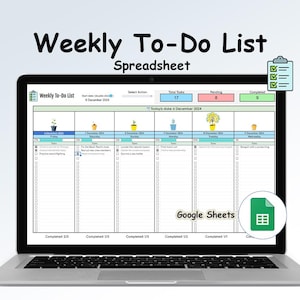 To Do List Task Tracker Planner Daily Weekly To Do List  Google Sheets Template Productivity Planner  Calendar Daily Checklist Template