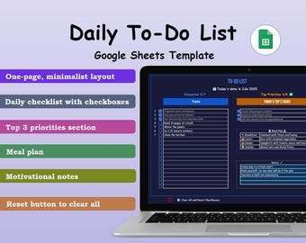 Plantilla de Google Sheets para lista de tareas diarias: Seguimiento de tareas (Descarga digital)