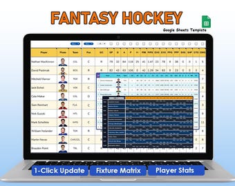 Seguimiento de hockey sobre hielo de fantasía / Planificador de temporada y estadísticas de jugadores 2025-2026 / Plantilla de Hojas de Cálculo de Google
