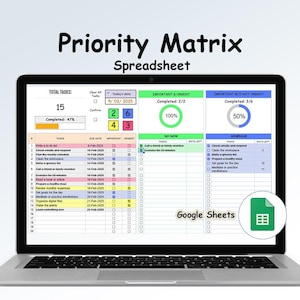 Priority Matrix Task Tracker: Eisenhower Matrix Google Sheet