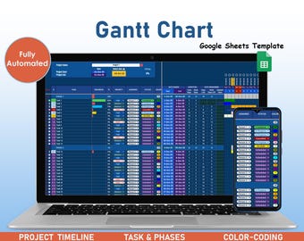 Planificador de proyectos automatizado con diagrama de Gantt / Plantilla de Google Sheets