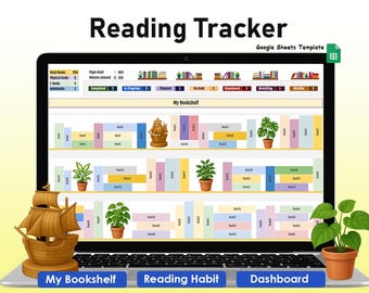 Plantilla de diario de lectura automatizado / Rastreador de libros en Google Sheets (Descarga digital)