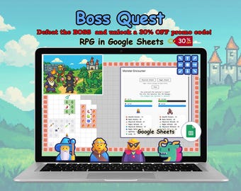 Juego de rol de Google Sheets: Batalla contra jefe final en solitario (¡Descarga digital + código promocional!)