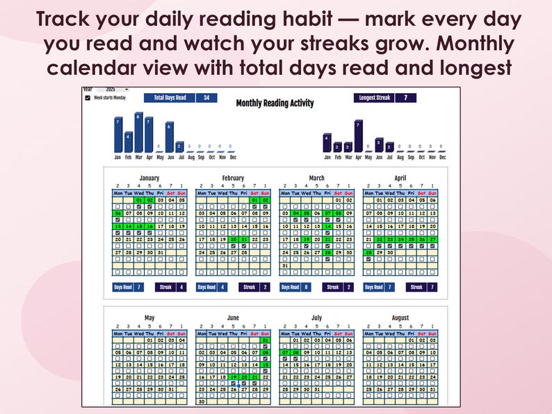 Book Tracker Google Sheets template with built-in library of 5000+ books. Features custom search window with genre filters, one-click add to wishlist, reading statistics dashboard, habit tracker, and 5 color themes including Classic, Dark, Rose, Forest, and Neon.