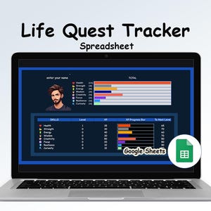 Life Quest Tracker: Gamified Habit & Skill Tracker (Google Sheets Digital Download)