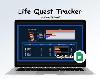 Seguimiento de la vida: Seguimiento de hábitos y habilidades gamificado (Descarga digital de Hojas de Cálculo de Google)