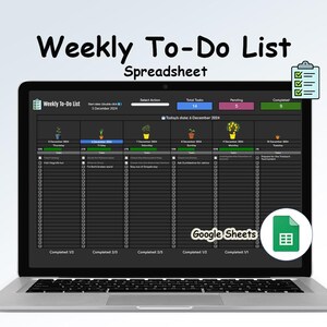 To Do List Tracker Task Tracker Planner Weekly To Do List   Productivity Planner  Calendar Daily Checklist Template Google Sheets Template
