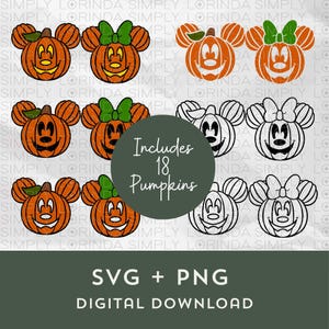 Pumpkin Mickey Minnie SVG PNG, Halloween Cut Files, Layered Fall Pumpkin Clipart, Cute Sublimation Design, Digital Download