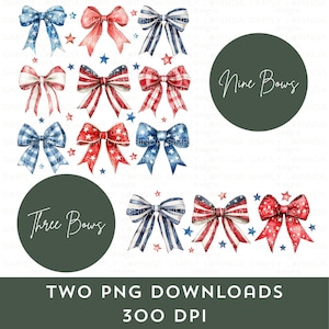 Patriotische Bögen PNG Clipart, Kokette Sublimationsbündel, Amerika 4. Juli Rot Weiß Blau, USA Flaggenband DTF T-Shirts Americana Digital Bild 1