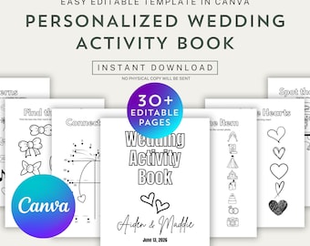Angepasstes Kinderhochzeitsaktivitäts-Malbuch, druckbare Malseiten, Hochzeitstischspiele, personalisierte Hochzeitsgeschenke in großen Mengen