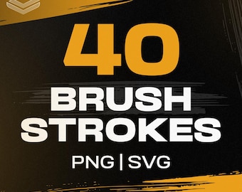 40 Brush Stroke Elements - Vector & PNG Assets