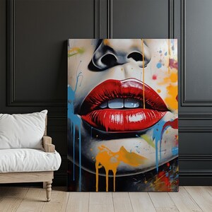 Sexy Lips Painting, Nü Canvas Print, Large Wall Art, Framed Canvas Wall Art, Housewarming Gifts, Nü Canvas Wall Art, Nü Modern Wall Decor
