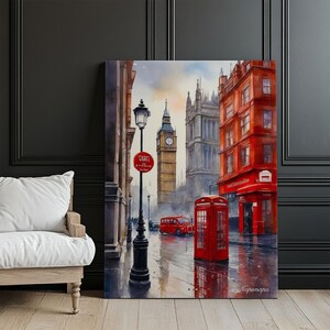 Cityscape Of London, England, Housewarming Gift Framed Canvas Wall Art, Gift for Home Decor, Large Wall Art Modern Canvas Wall Decor