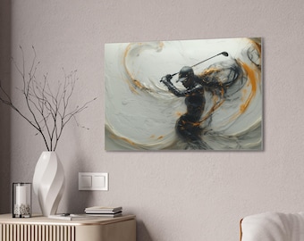 Lienzo abstracto con swing de golfista, golfista moderno, arte de golf, pintura de golf, regalo de golf, decoración de pared de golf, arte de golf único, pintura de golf