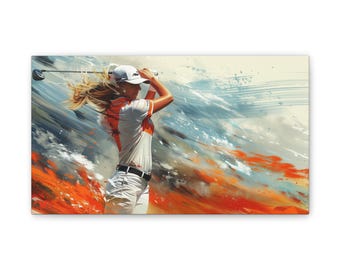 Lienzo estirado con swing de golfista, arte mural de golf, regalo de golf para él y ella, lienzo de golf único, lienzo de golf moderno, ropa de golf