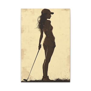 Golfing woman Canvas Wall Art,Unique Home Decor,Golf Gift,Golf poster,Golf Enthusiast Art,Golf wall art,Room golf decor,Golf prints,Golfing
