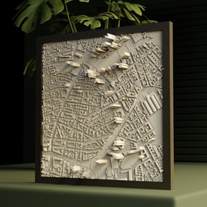 Francfort 3D modèle de ville paysage urbain carte de ville 3D décoration murale de ville cadre photo impression de ville cadeau décoration Relief